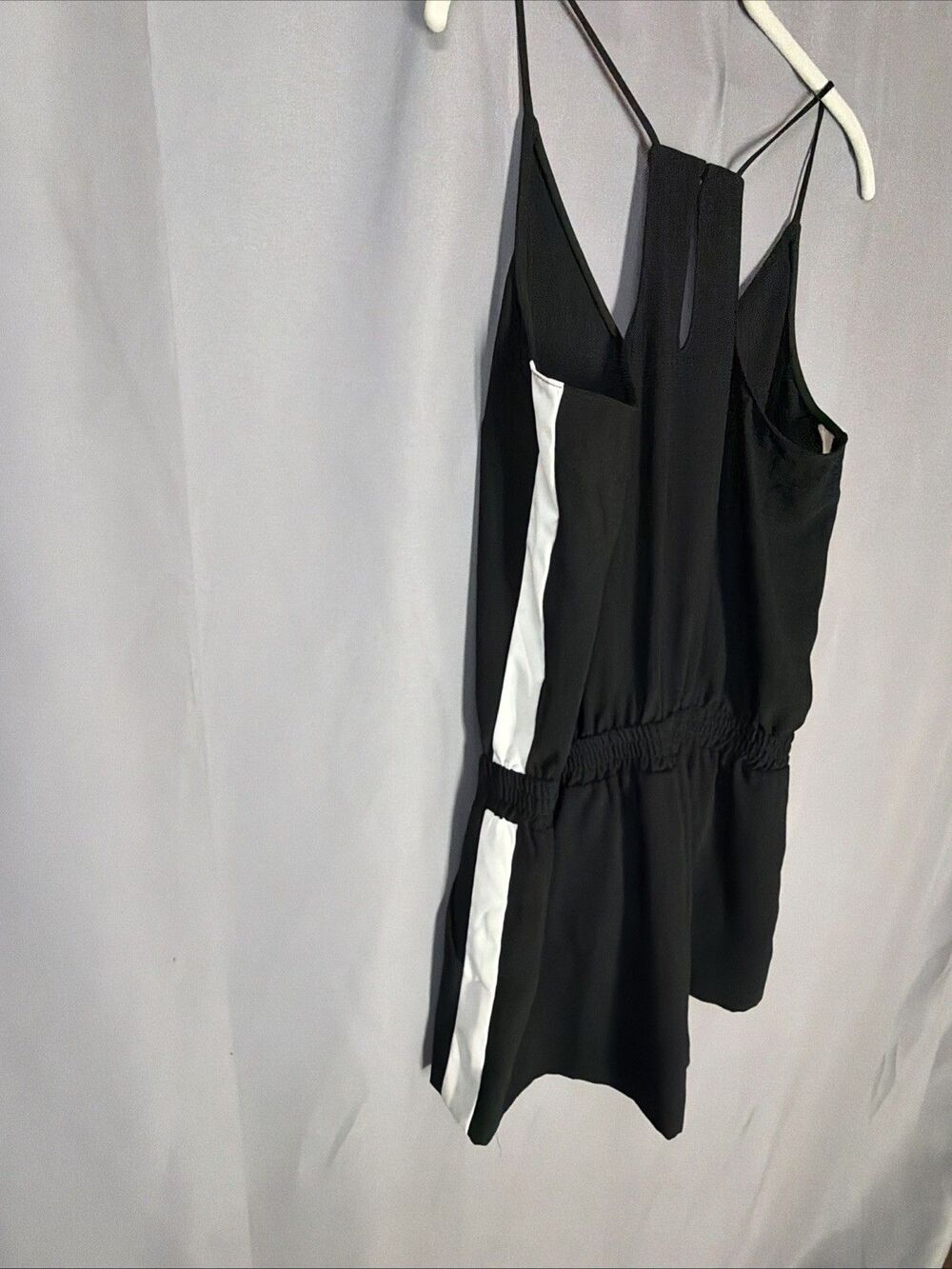 Amanda Uprichard Track Romper in Black Ivory Stripe Women’s Sz X Large XL - Picture 6 of 9